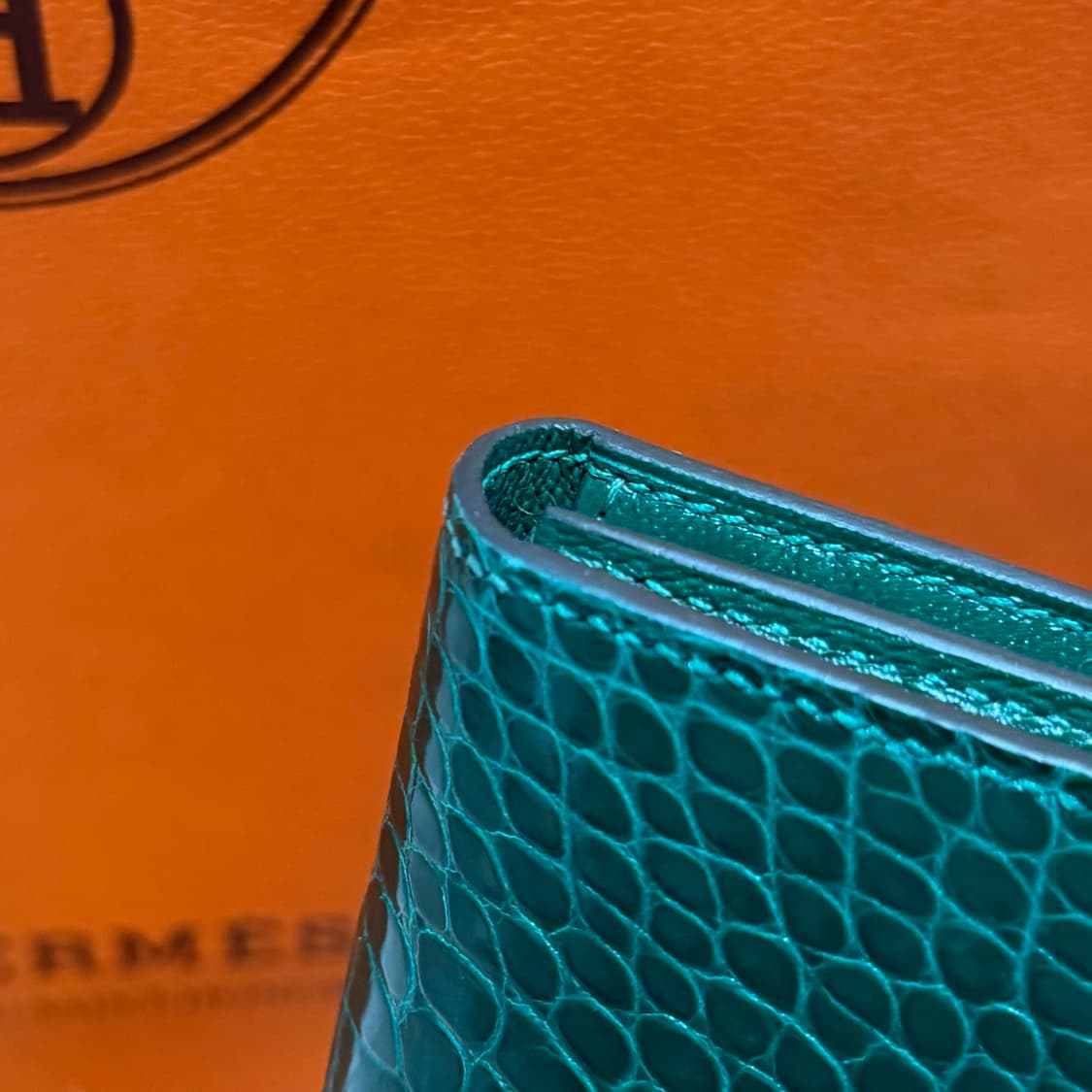 [S급/OS] 에르메스 베안 와니 크로커다일 장지갑 그린 풀구성 상품이미지6