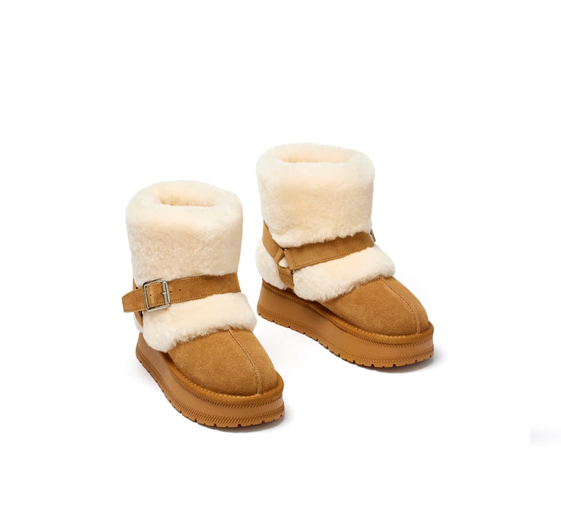 마뗑킴 BUCKLE FUR BOOTS BEIGE 어그부츠 상품이미지3