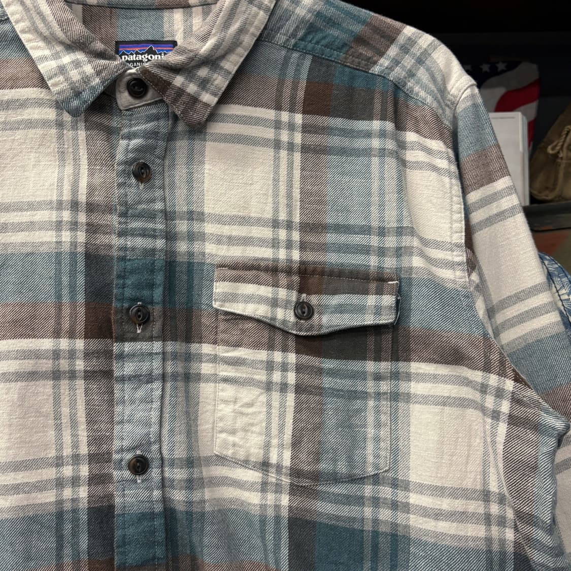 파타고니아 오가닉코튼 타탄 플래드체크 캐주얼 셔츠 캣아이버튼 N659 상품이미지5