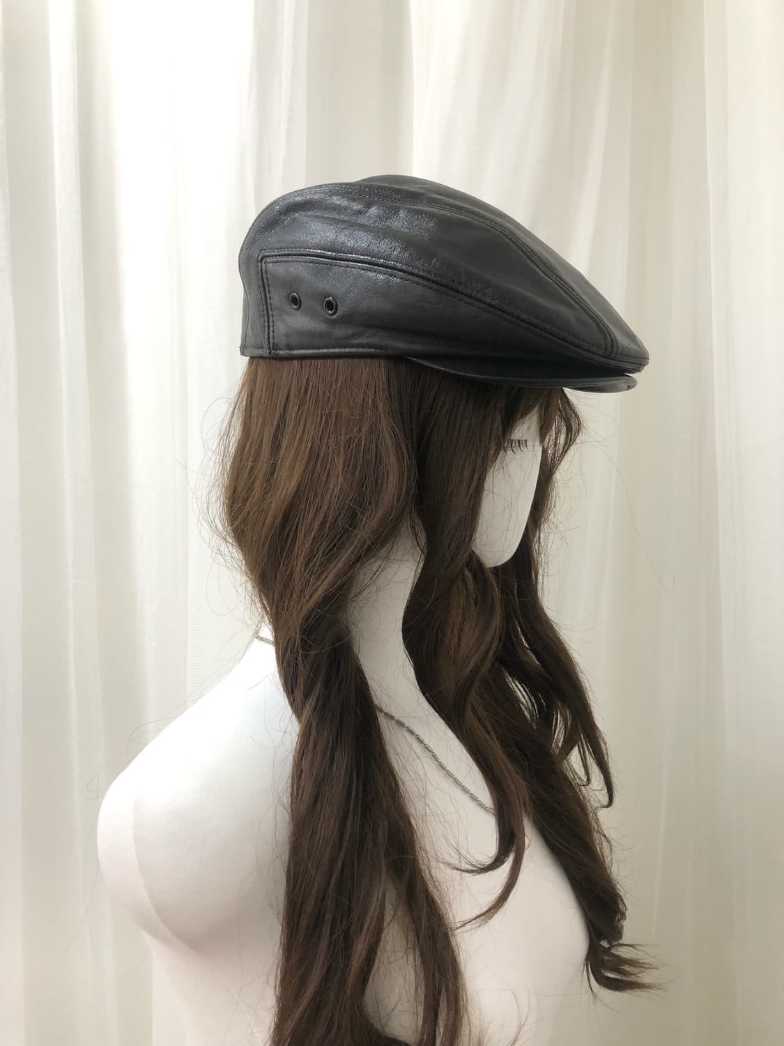 black leather basic hunting cap 상품이미지3