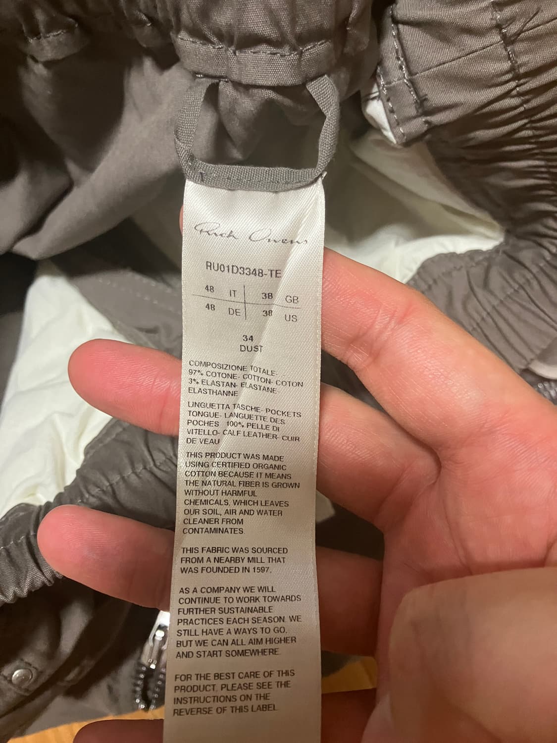 릭오웬스 바우하우스 벨라 크롭 팬츠 더스트 48 상품이미지3