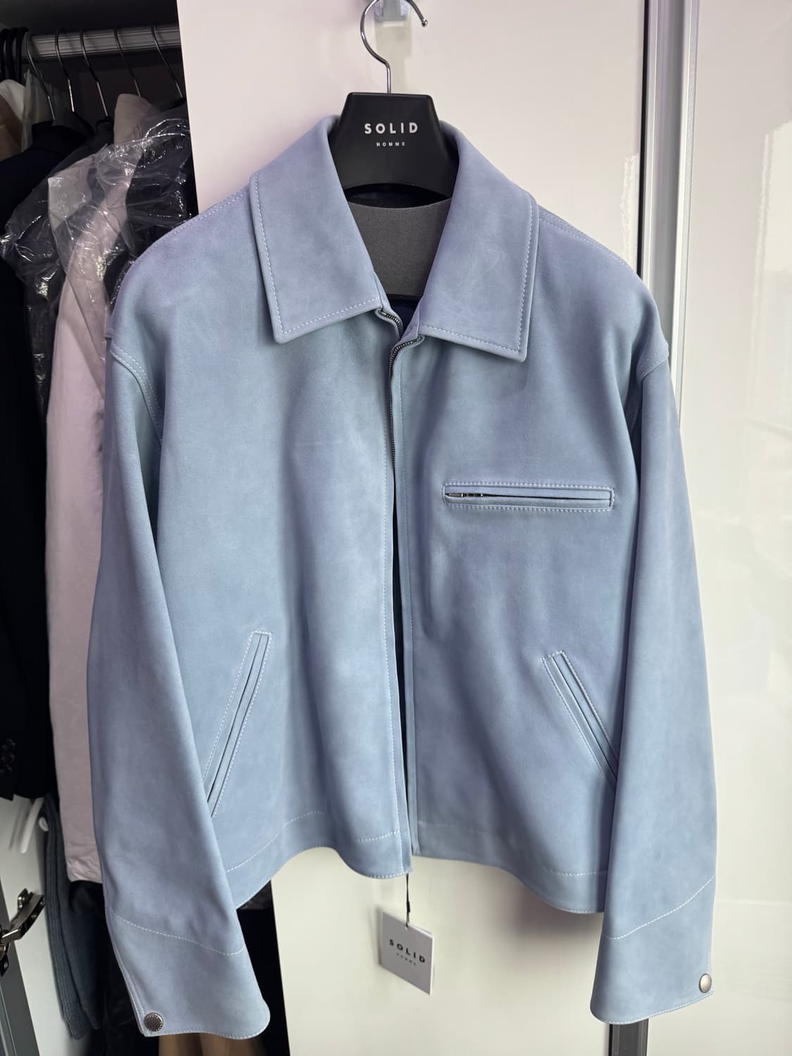 솔리드옴므 스웨이드 레더 스카이블루 48사이즈 상품이미지1