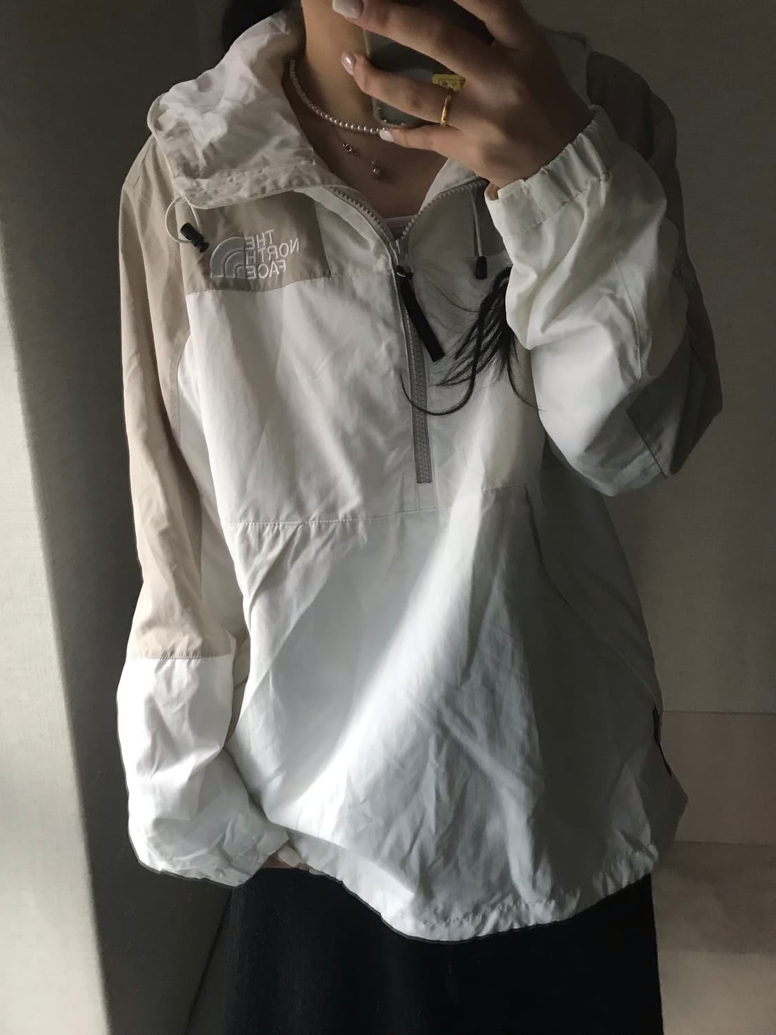 노페 고프코어 화이트 카키 반집업 바람막이 상품이미지4