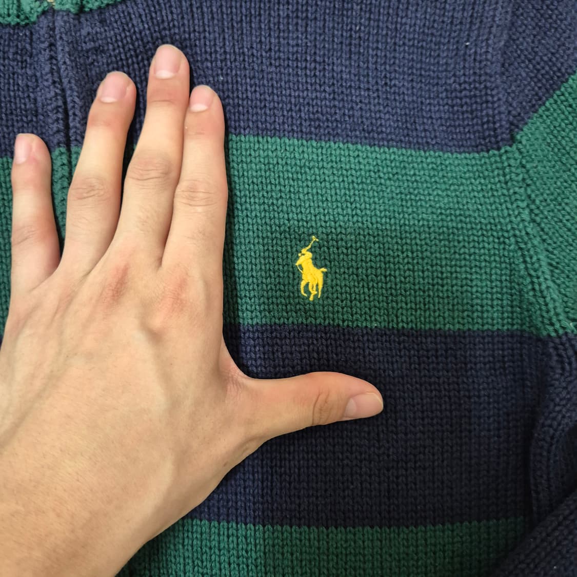 폴로 랄프로렌 옐로우포니 그린 스트라이프 니트집업 상품이미지4