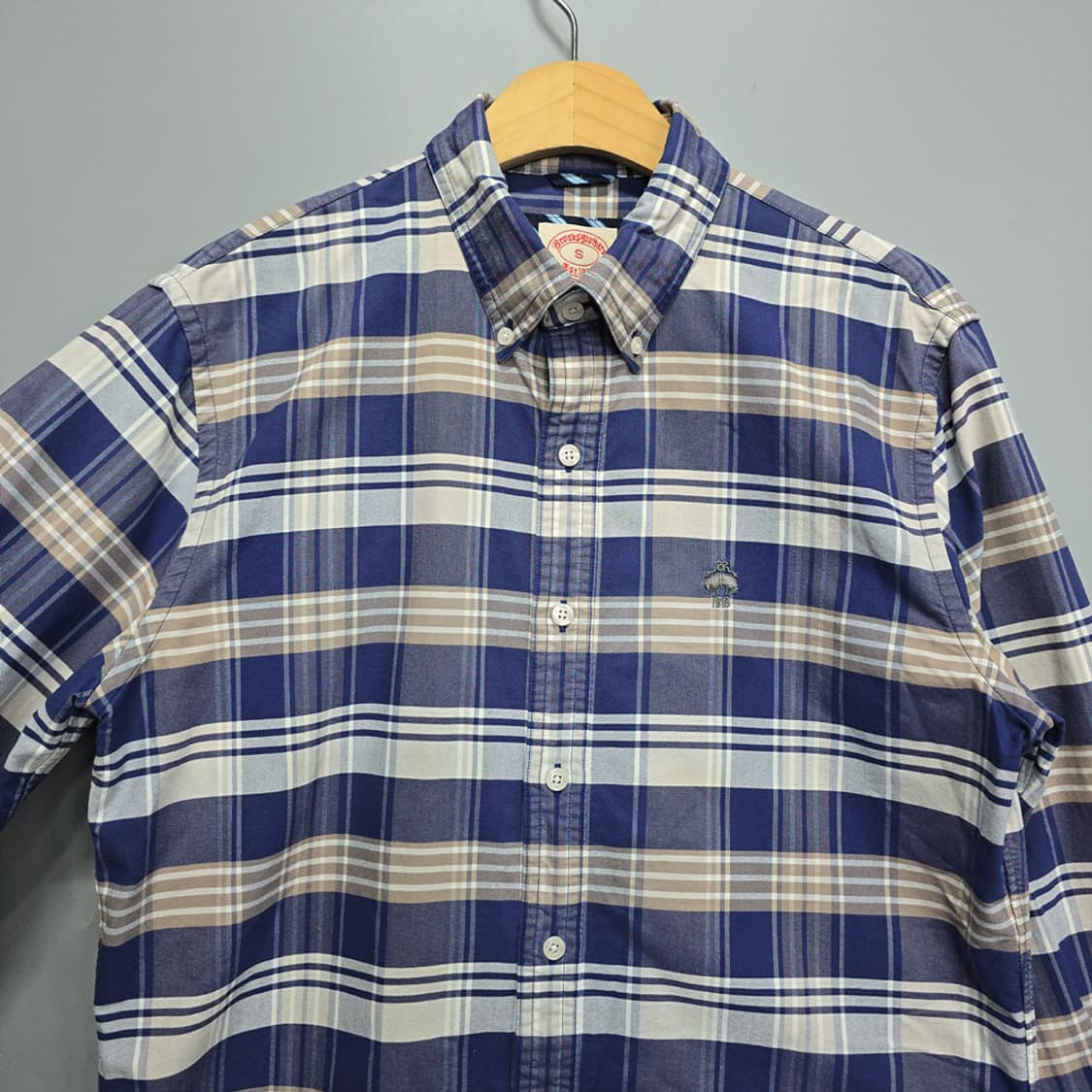 브룩스브라더스 체크 버튼다운 슈피마 코튼 셔츠 S 상품이미지2