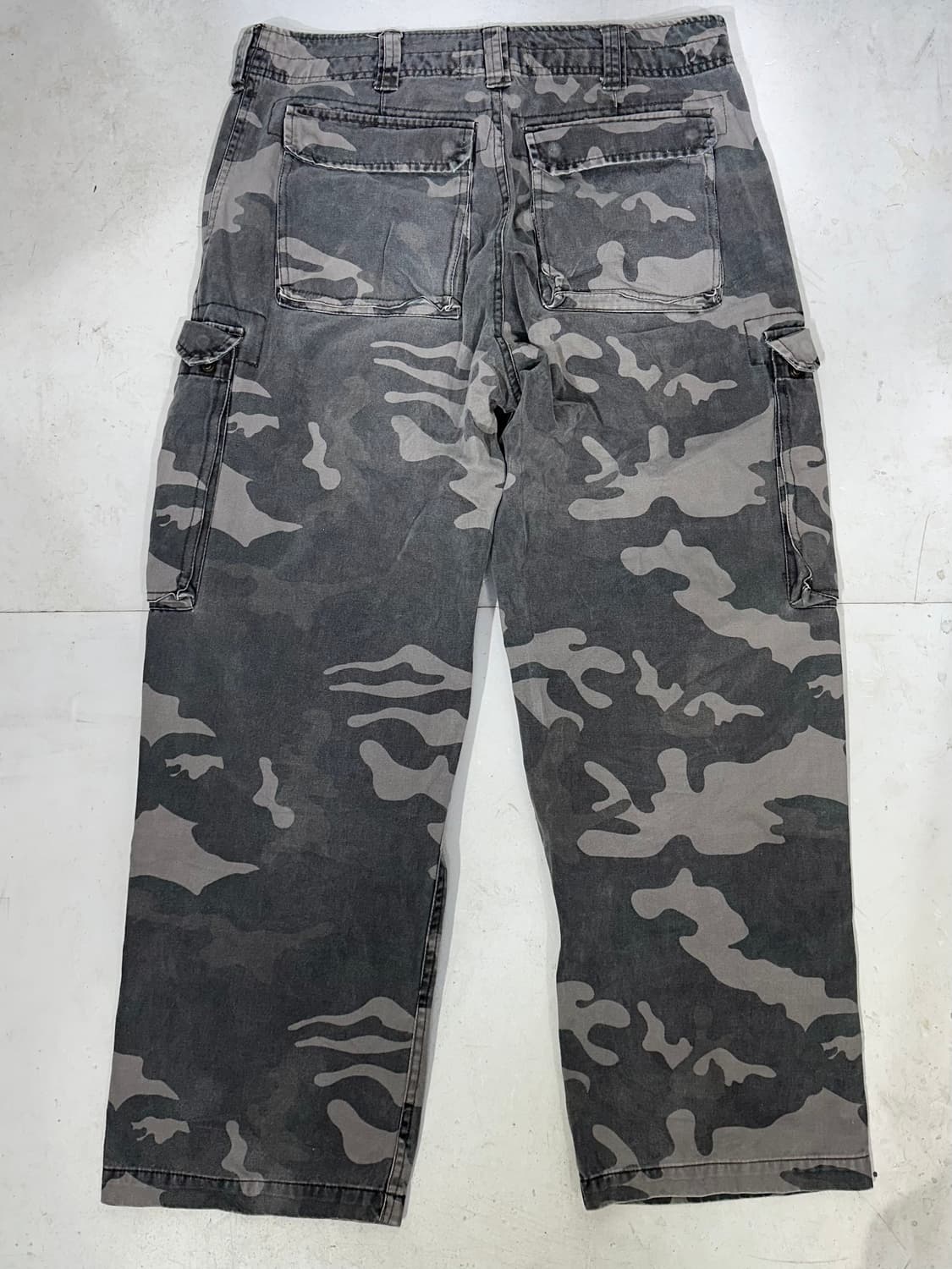 빈티지 그레이 밀리터리 카모 와이드 카고 팬츠 L 상품이미지5