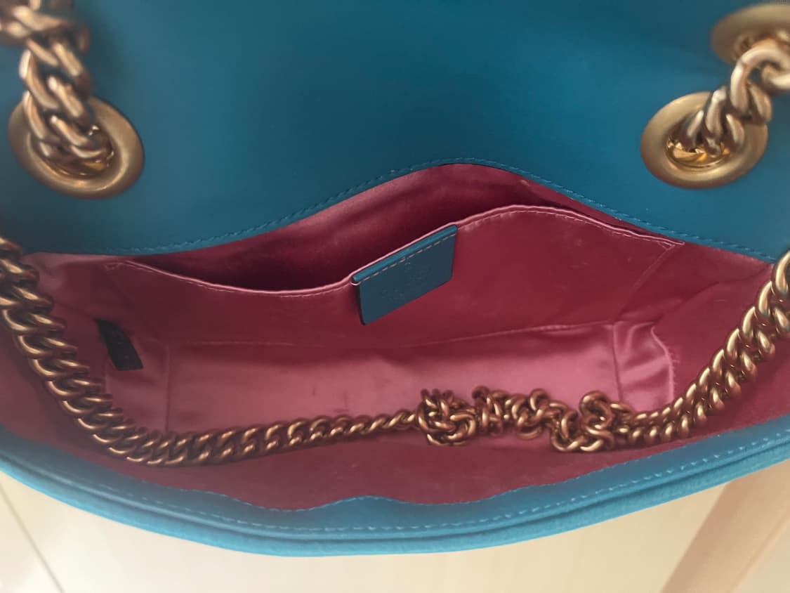 구찌 마몽 마몬트 벨벳 미니백 터키옥색 상품이미지8