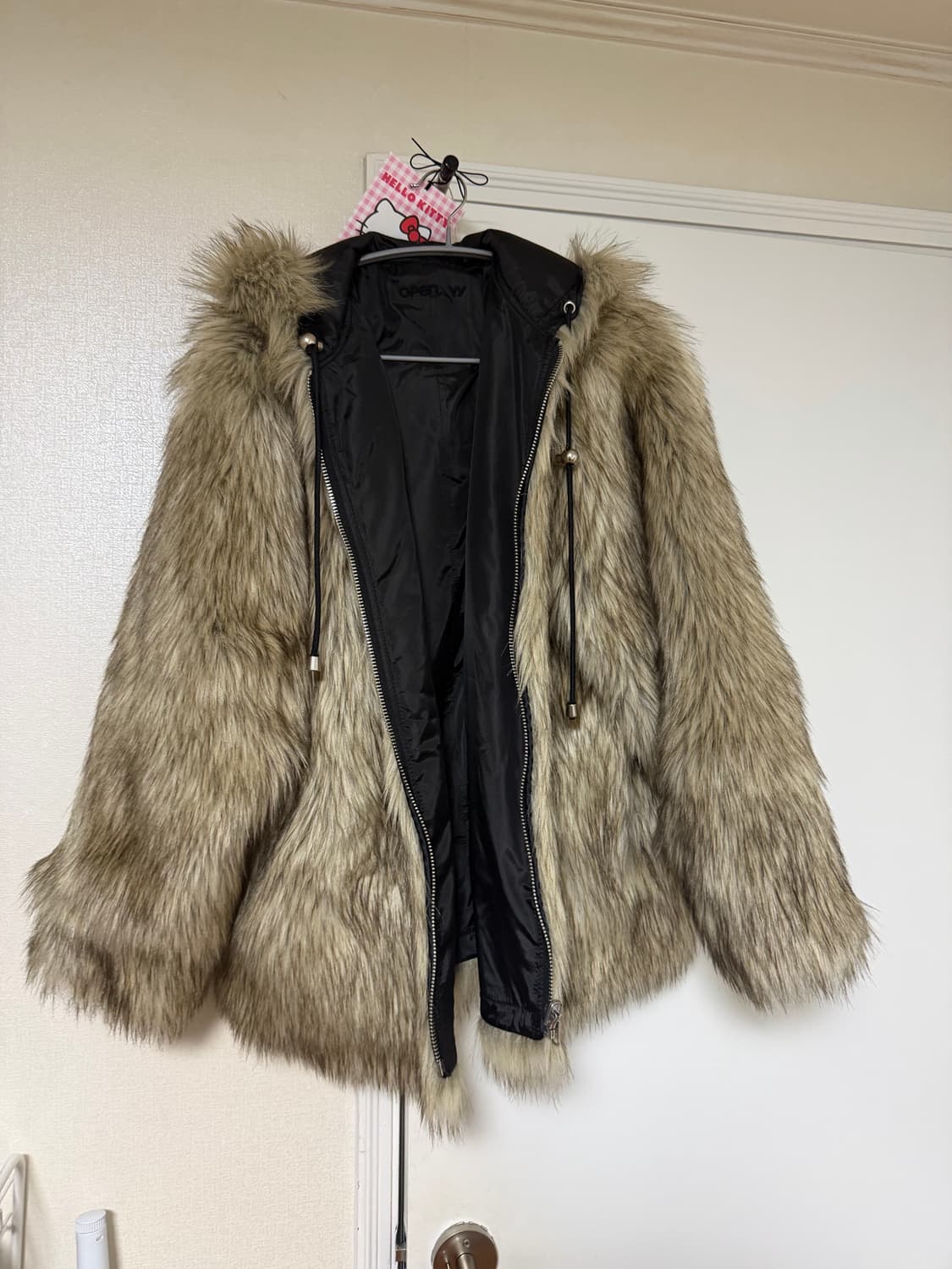 리버시블 폭스 퍼후드자켓 베이지 S 상품이미지2