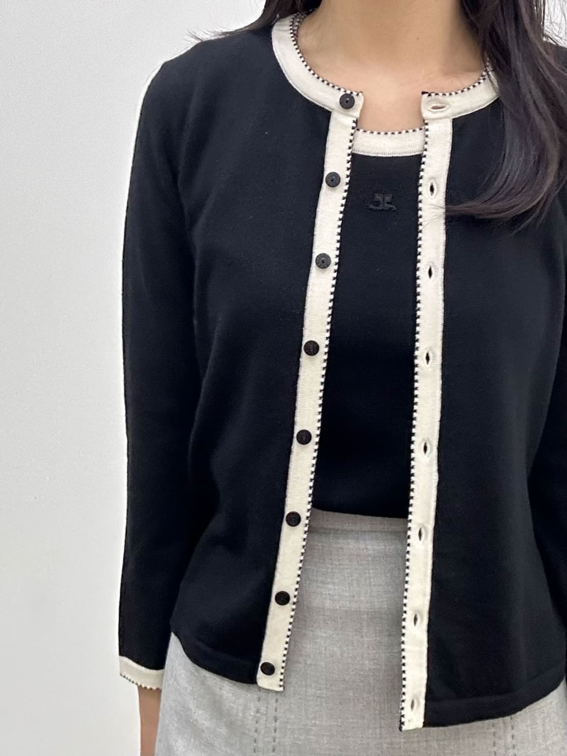 courreges / 꾸레쥬 블랙 울 니트 +가디건 세트  상품이미지10