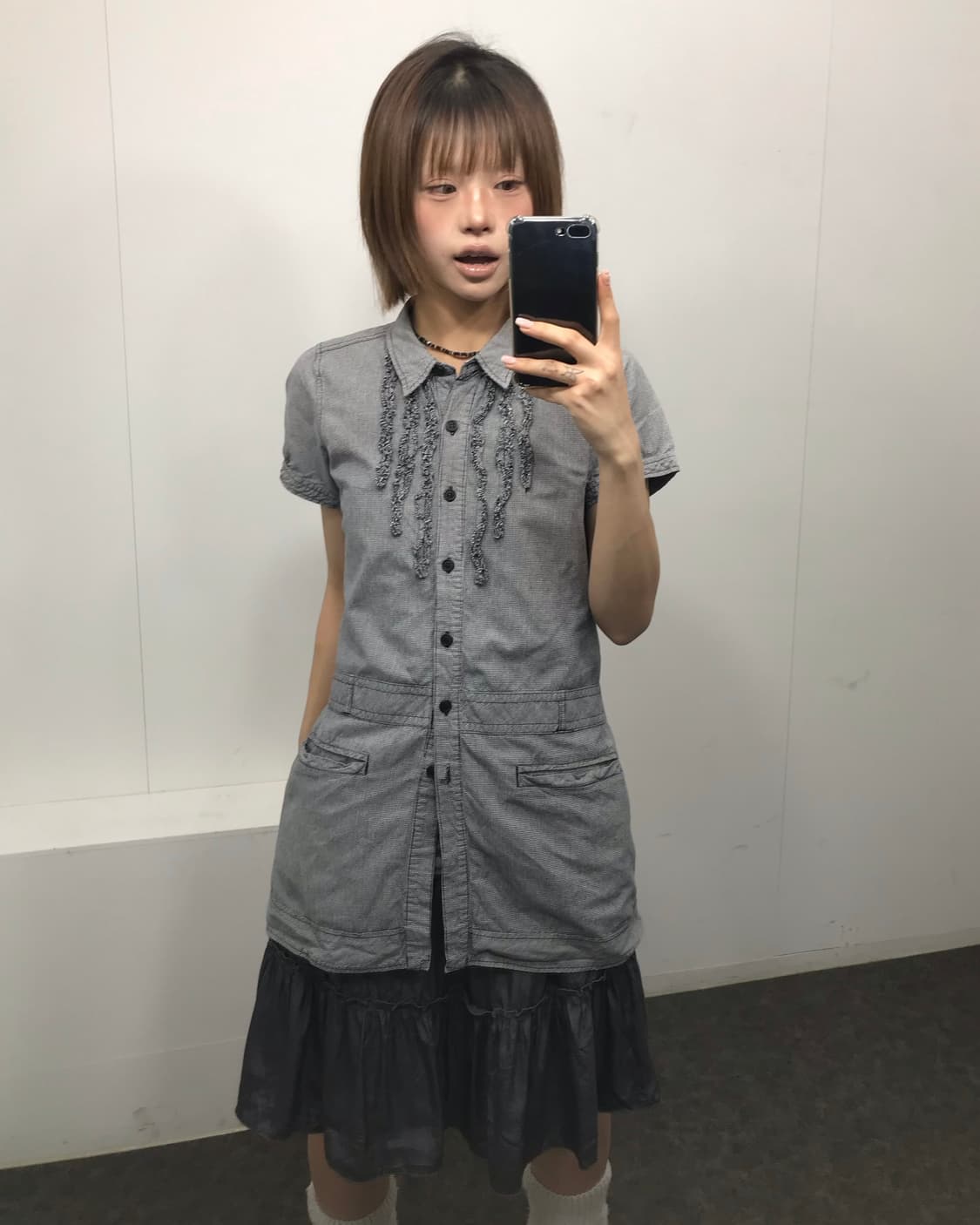 𖤐 그레이 프릴 모리걸set𖤐 상품이미지4