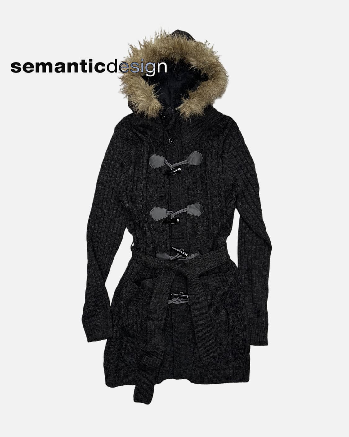 fur hood knit duffle coat 상품이미지1