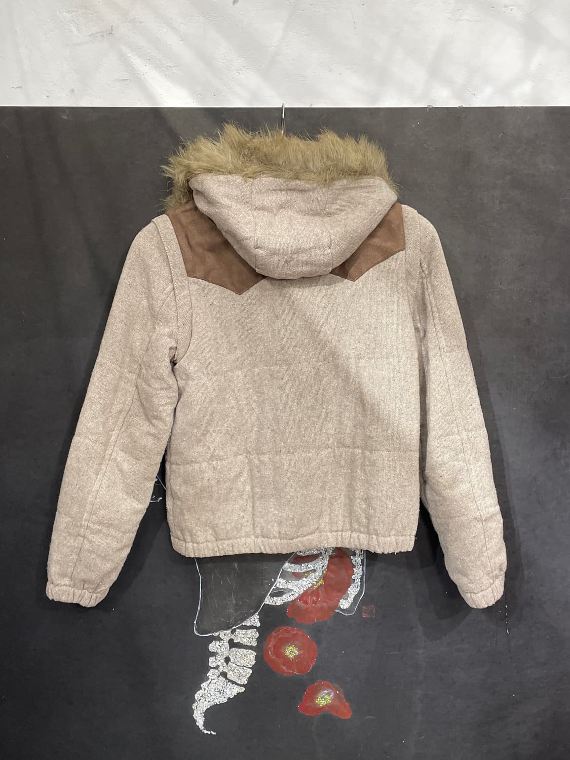 일본빈티지 울프죠 menina 트위드 퍼 후드 패딩 점퍼   BIKI F 상품이미지8