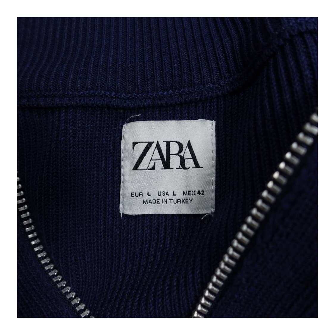 [L] ZARA 자라 네이비 반집업 니트 상품이미지9
