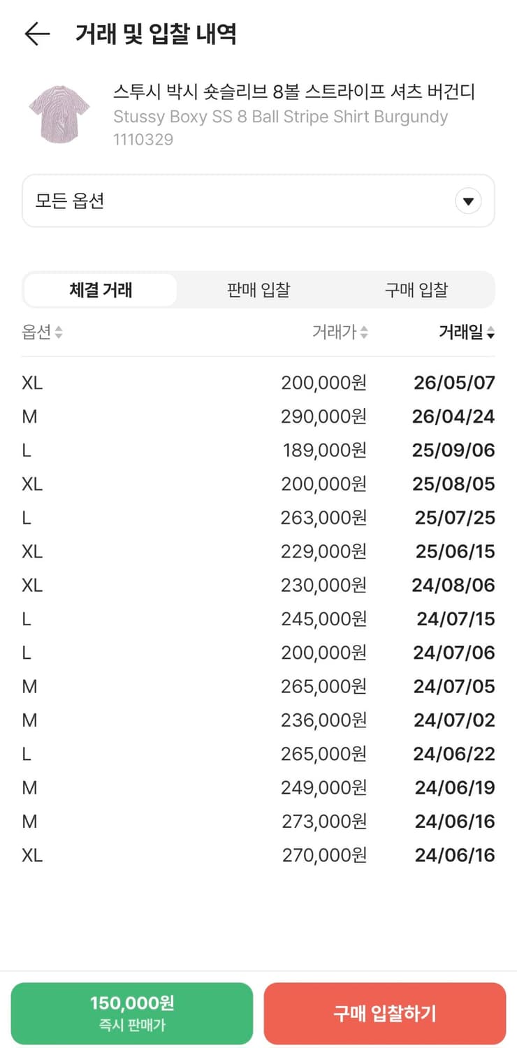 스투시 박시 숏슬리브 8볼 스트라이프 셔츠 버건디 상품이미지3