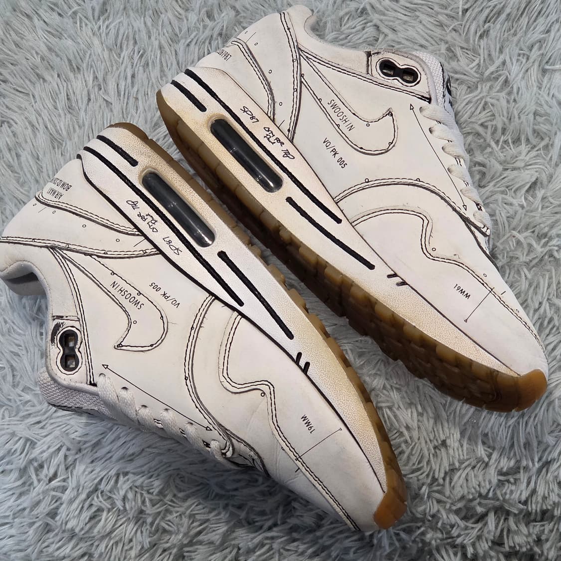 7q-23:나이키 에어맥스 1 스케치 투 셀프 화이트 (23cm)-희귀템 상품이미지7
