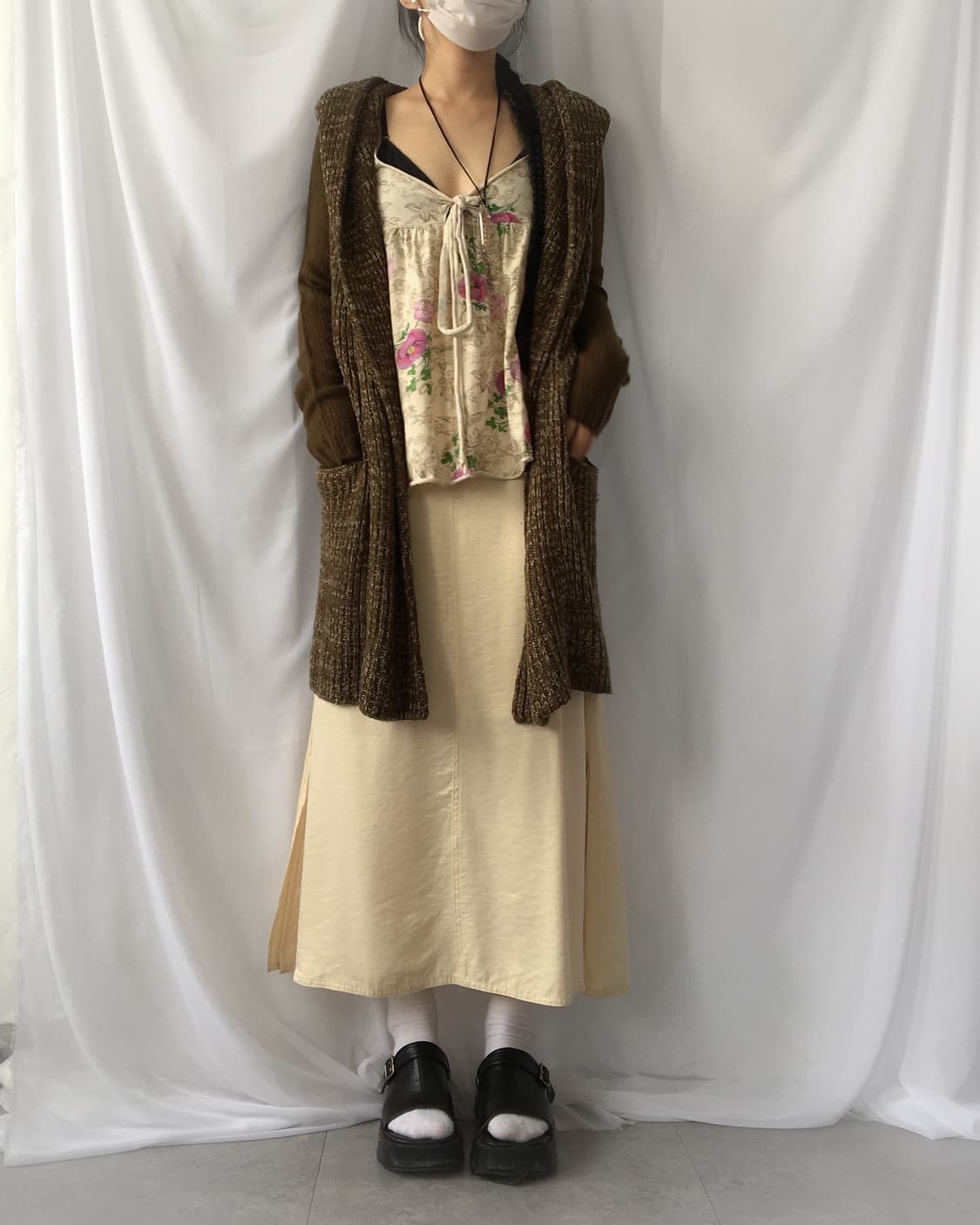 Bokashi hood open knit caridgan 상품이미지7