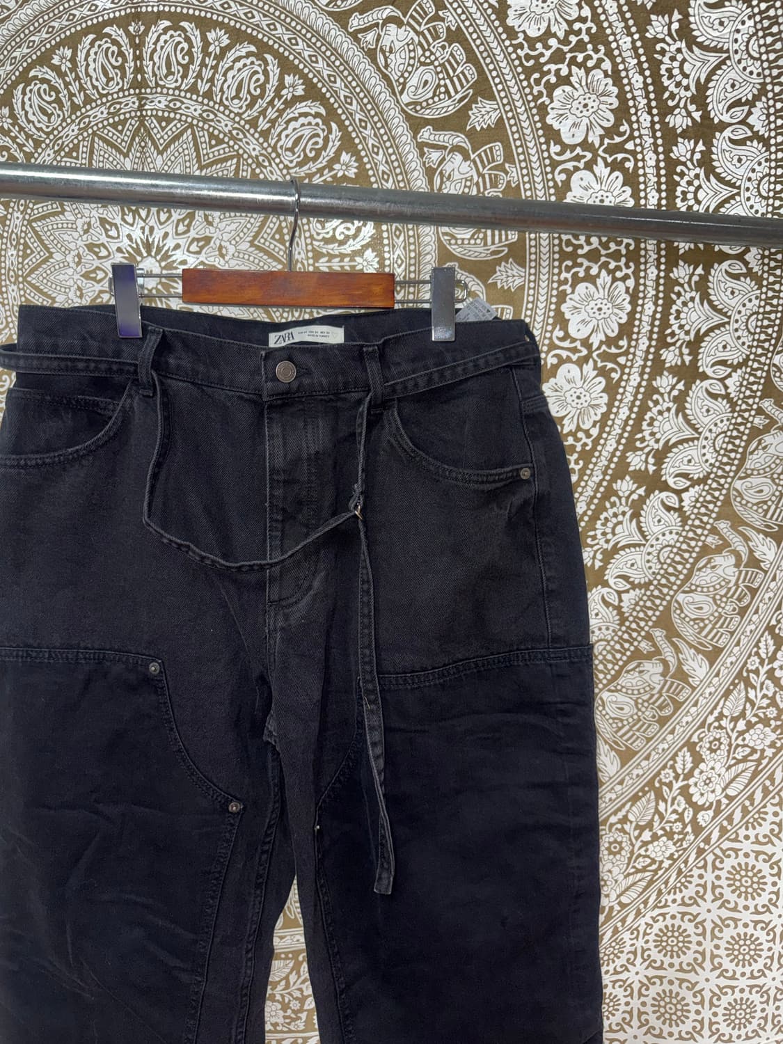 자라 스트릿 퍼티그 흑청 데님팬츠  상품이미지4