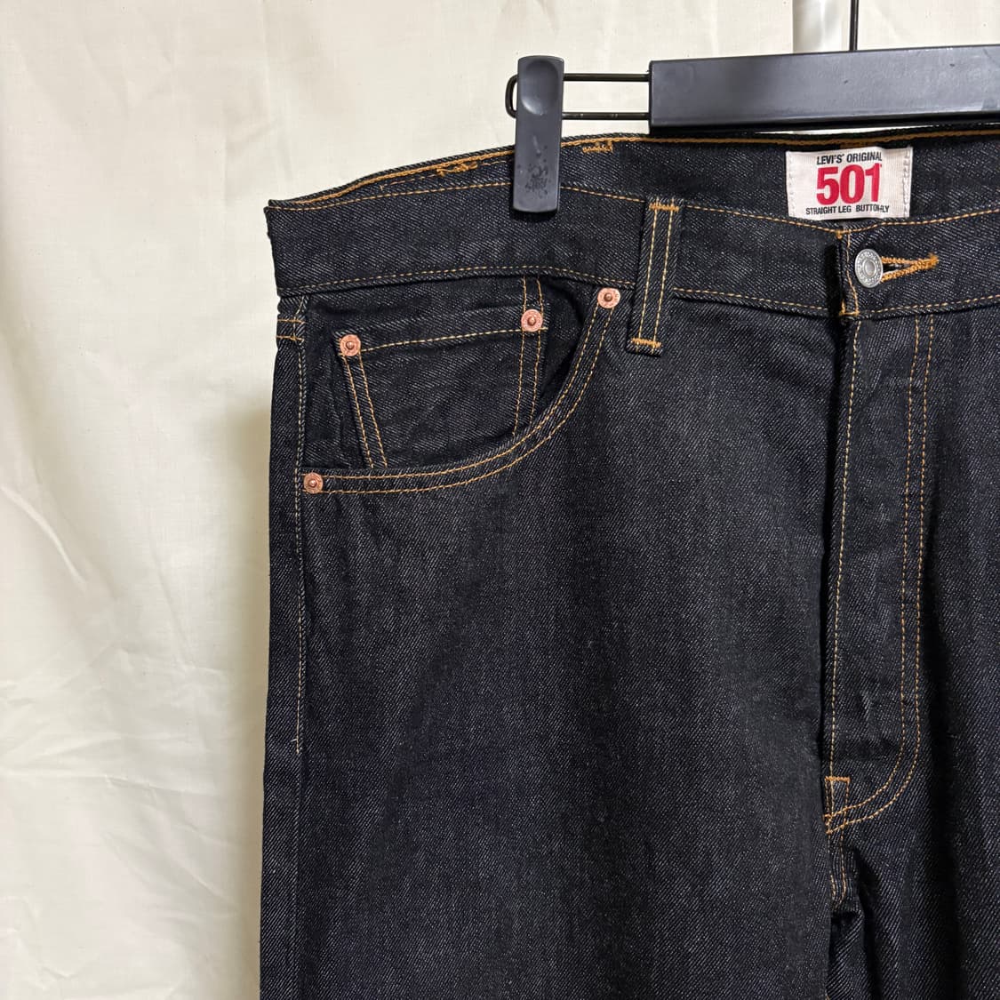 리바이스 501 스트레이트 블랙 생지 데님팬츠 / W38, L30 상품이미지4