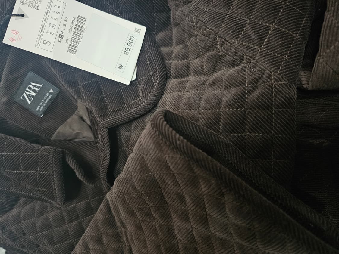 새상품 [s] 자라 퀼티드 퀼팅 코듀로이 자켓 브라운 상품이미지8