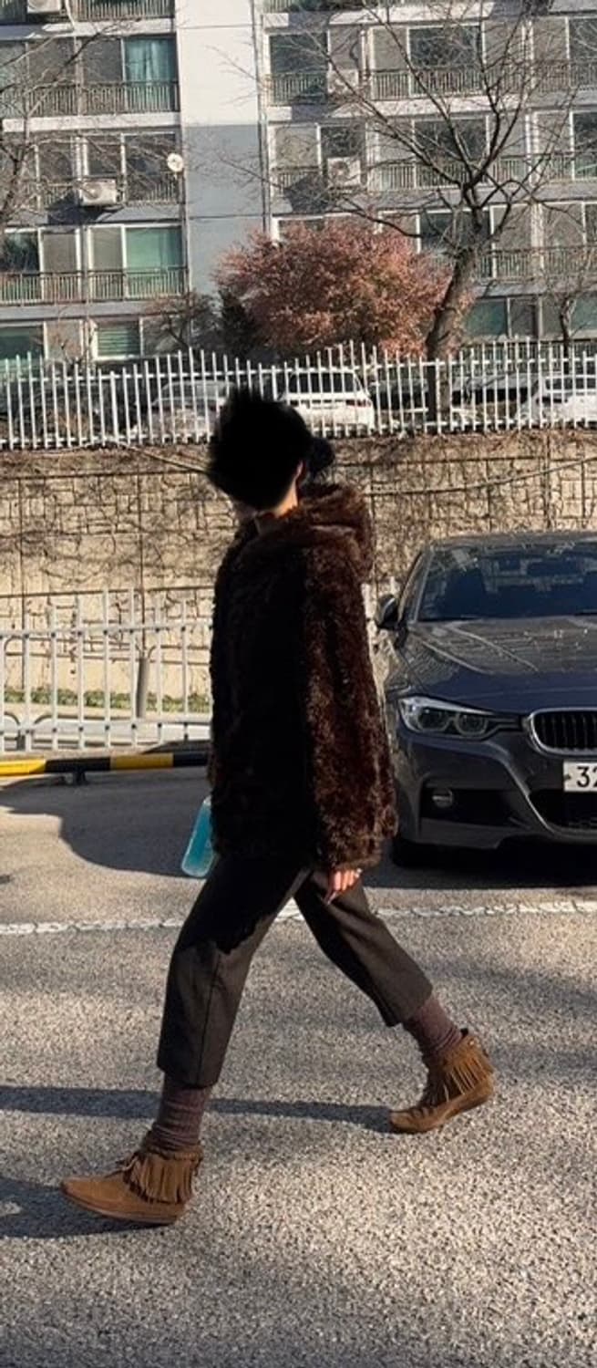 MOUSSY 갈색 에코퍼 후드 자켓 55,66 상품이미지5