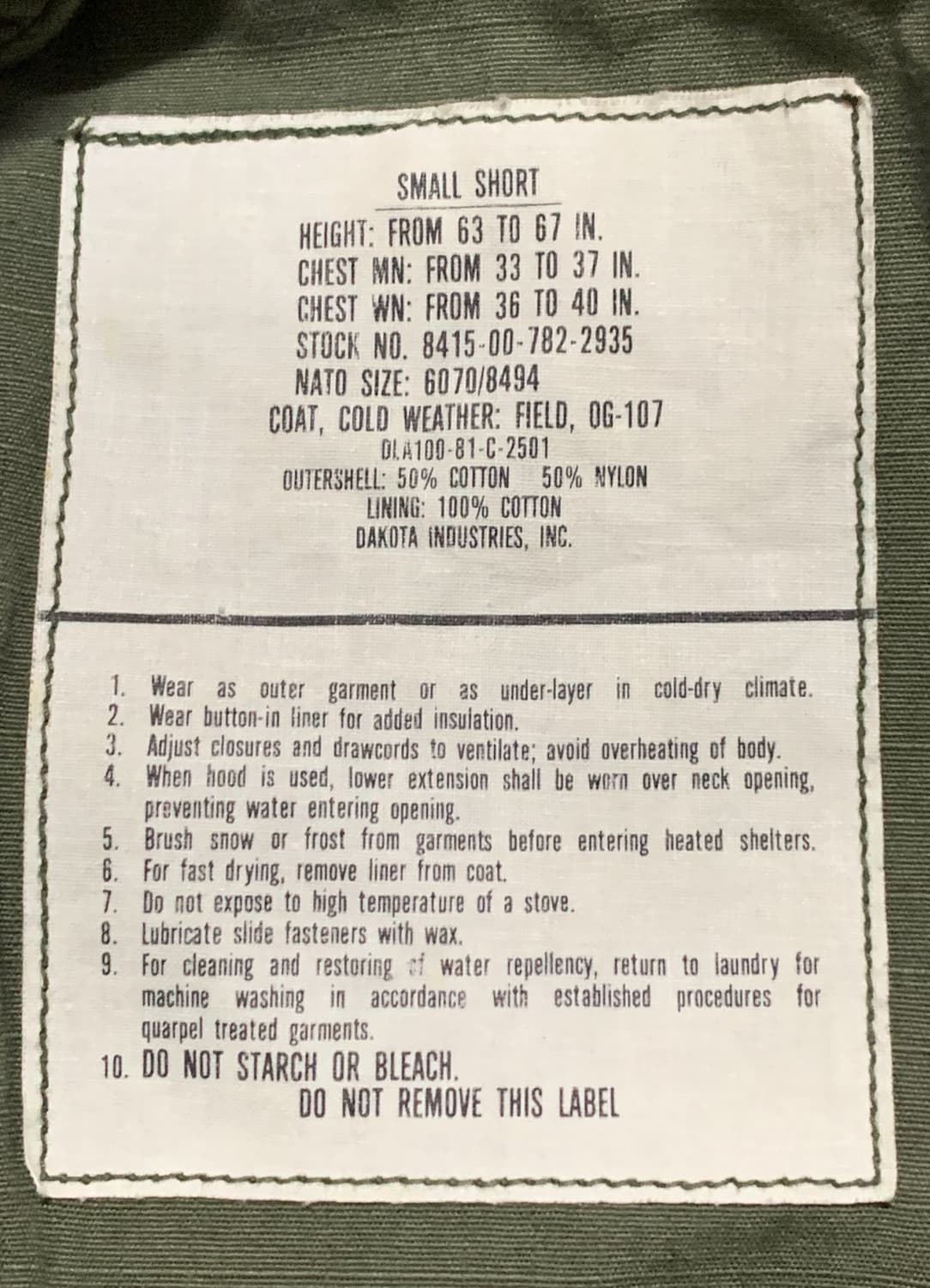 M65 3-ND FIELD JACKET(3세대 필드재킷-81년산)미군 상품이미지9