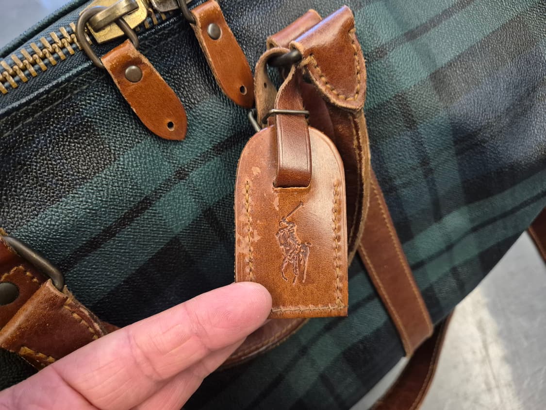 90s 폴로랄프로렌 블랙와치 레더 보스턴 백 상품이미지6