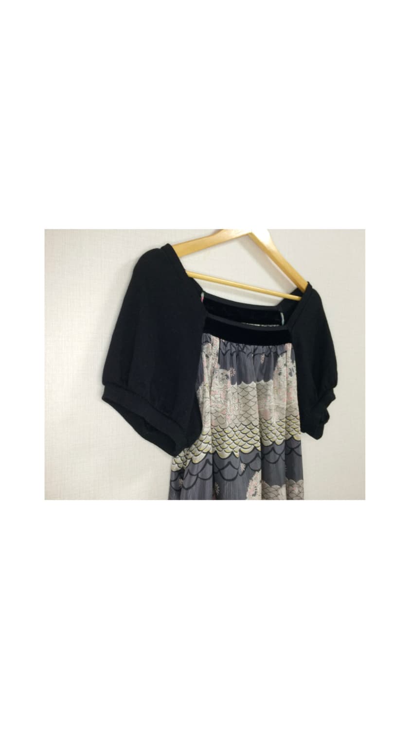 츠모리 치사토 믹스 프린팅 퍼프 원피스 상품이미지4