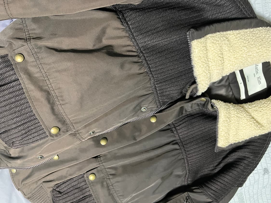 마뗑킴 니트 믹스드 플라이트 점퍼 s 다크브라운 상품이미지1