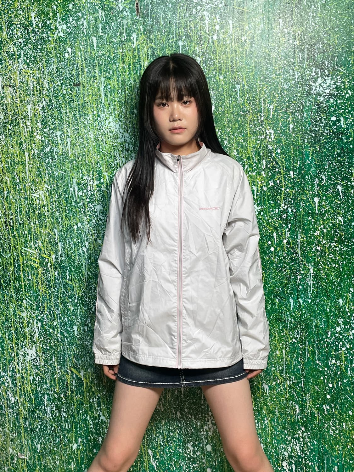 리복 그레이 핑크 바람막이 자켓 L 상품이미지1