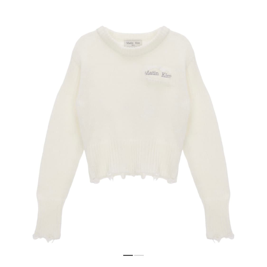 유일매물)마뗑킴 데미지 솔리드 니트 풀오버 아이보리 상품이미지1