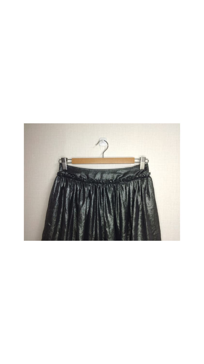 빈티지 블랙 글로시 레이스 밴딩 스커트 상품이미지2