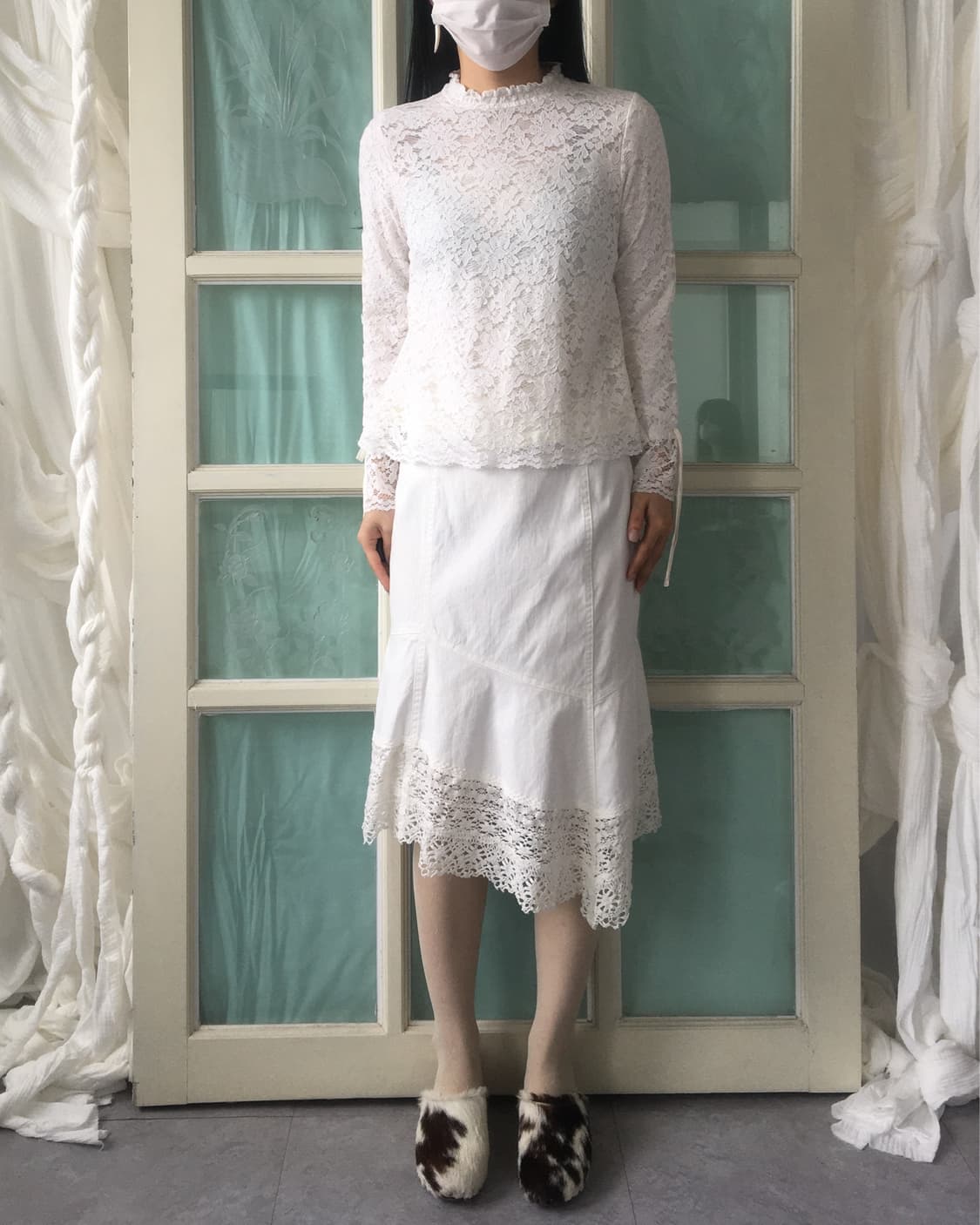 lace high neck sleeve 상품이미지7