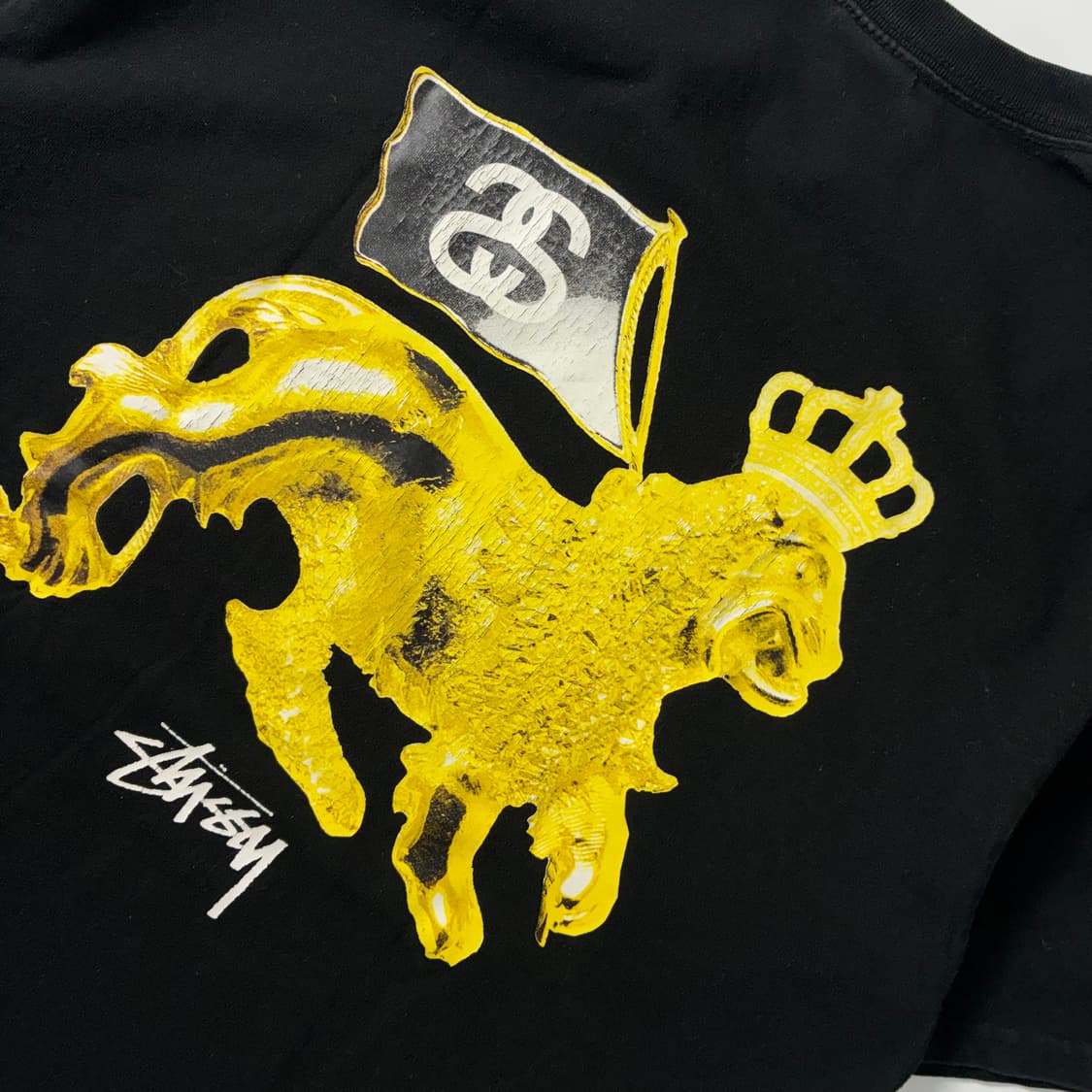 Stussy  스투시 코튼 골드 라이언 블랙 반팔 티셔츠  상품이미지3