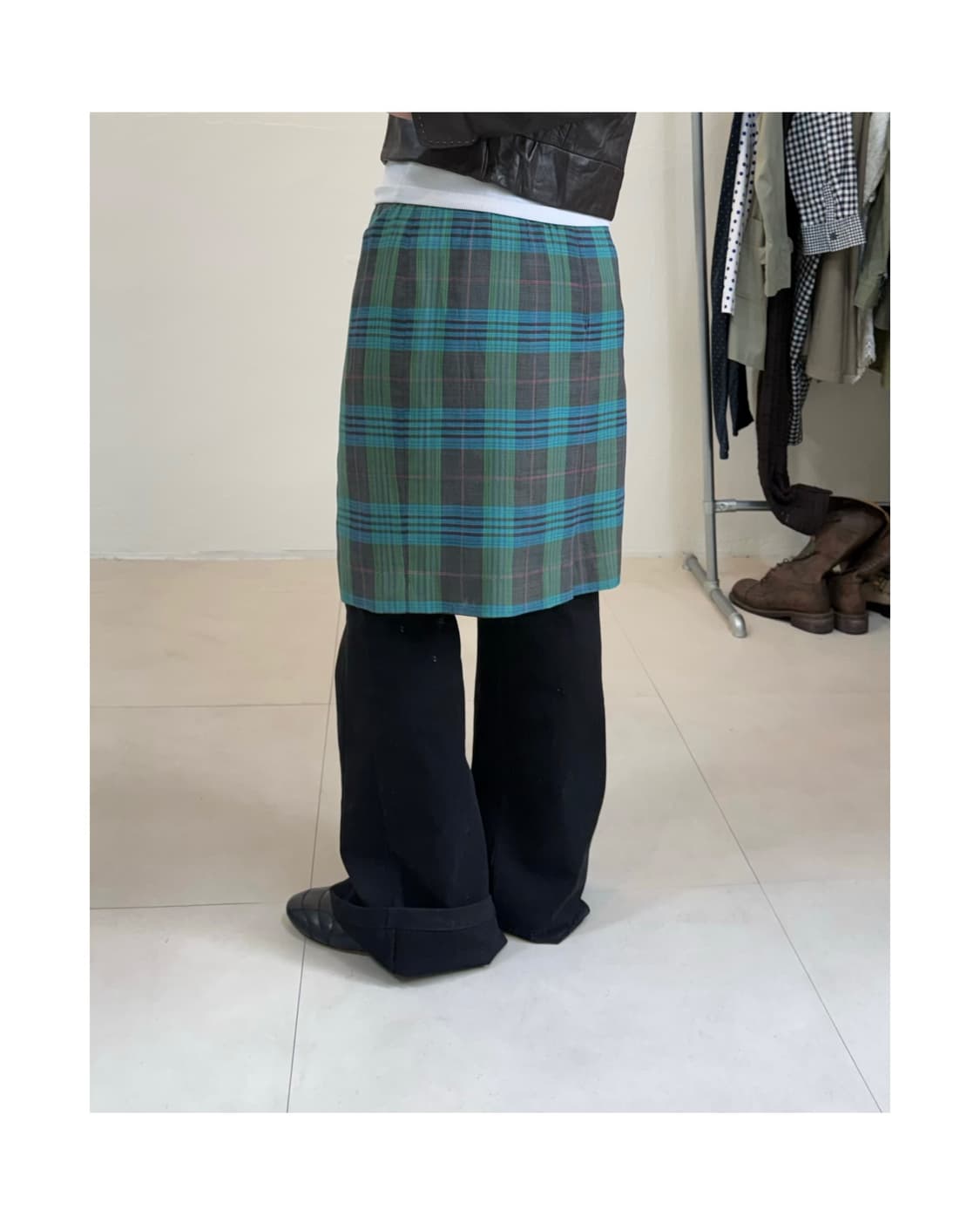 빈티지 체크 스커트 상품이미지2