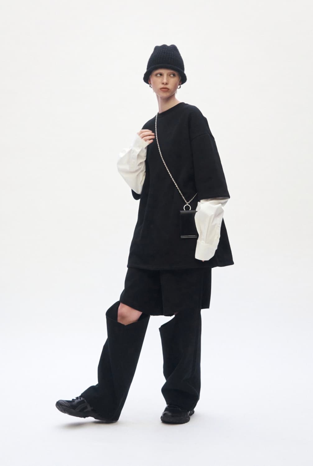 Knee Slit Wide Pants [ Black ] 상품이미지4