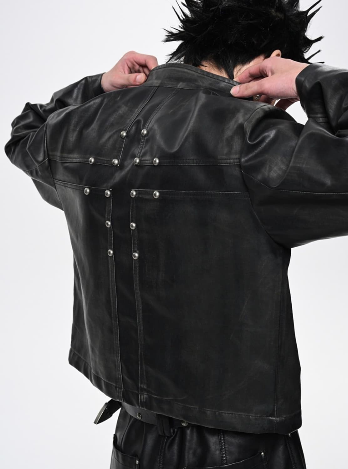 (SGW) Cross Zipper Leather Jacket 상품이미지2