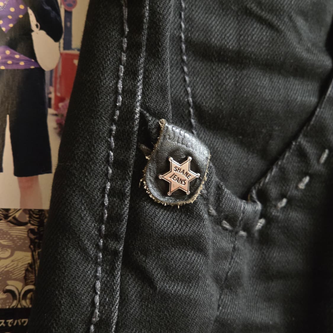 빈티지 웨스턴 스티치 블랙 코튼 팬츠 상품이미지4