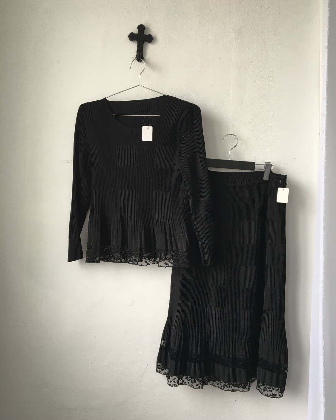 Lace trimming pleats set up 상품이미지1