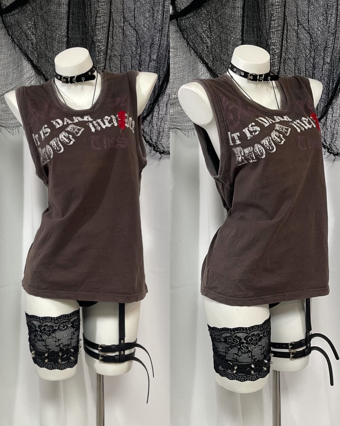 brown lettering sleeveless 상품이미지1