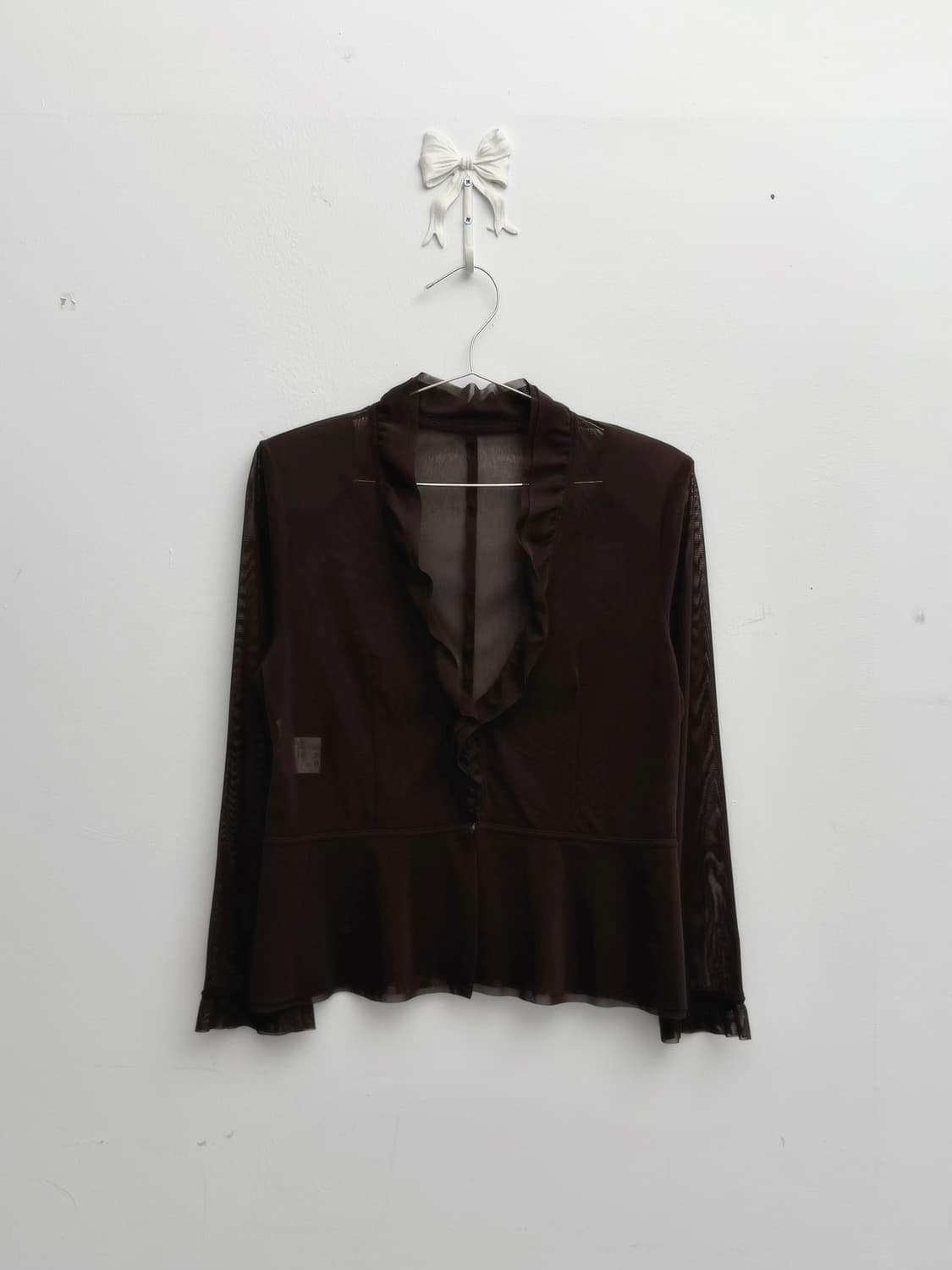 딥 브라운 시스루 후크 블라우스 상품이미지5