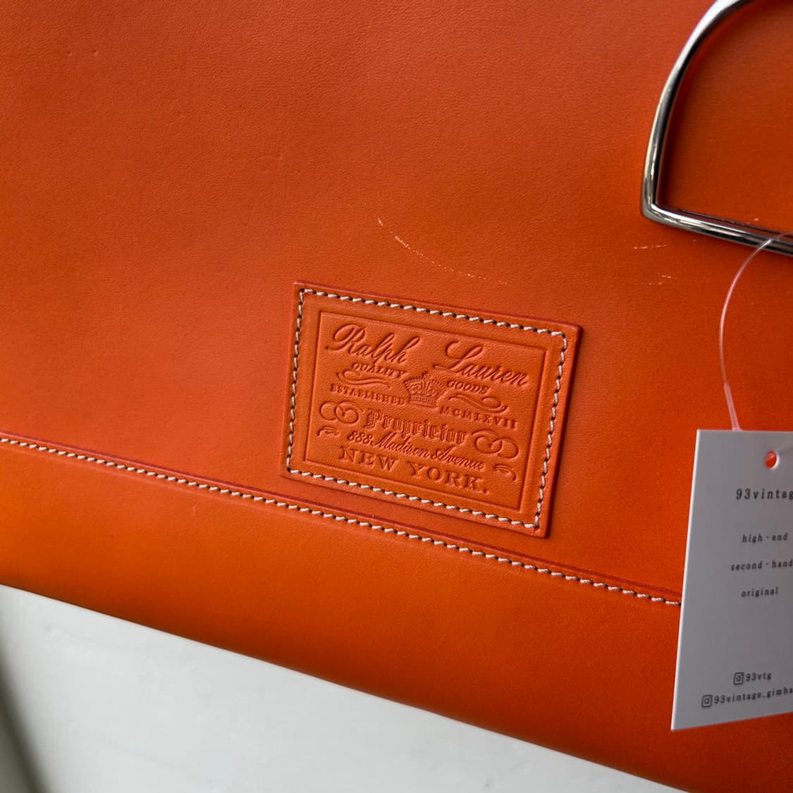 16555 - 랄프로렌 퍼플 라벨 레더 토트백 상품이미지4