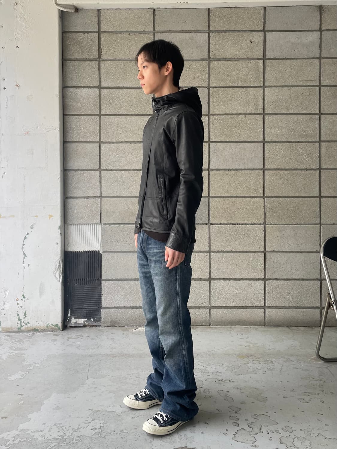 Lui’s 레더 후드 집업 자켓 상품이미지2