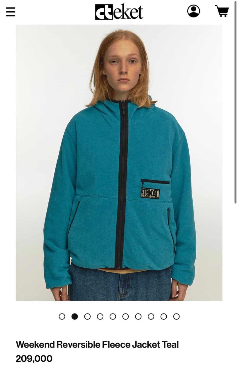 새제품.공용L) 테켓 위켄드 리버시블 플리스 자켓 틸블루 후리스 신칠라 상품이미지2