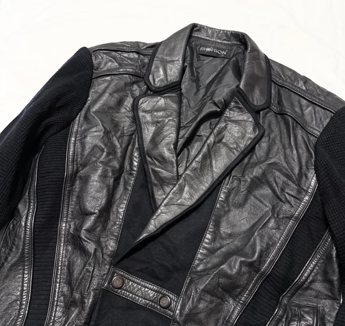 Morion - 레더 믹스드 자켓 상품이미지2
