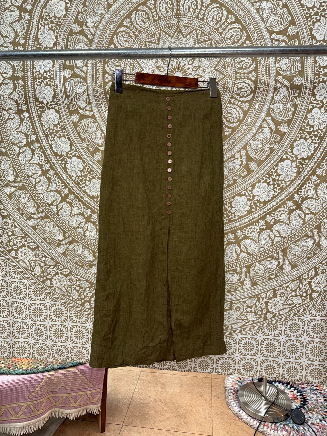 빈티지 여성 린넨 버튼 디테일 스커트  상품이미지3