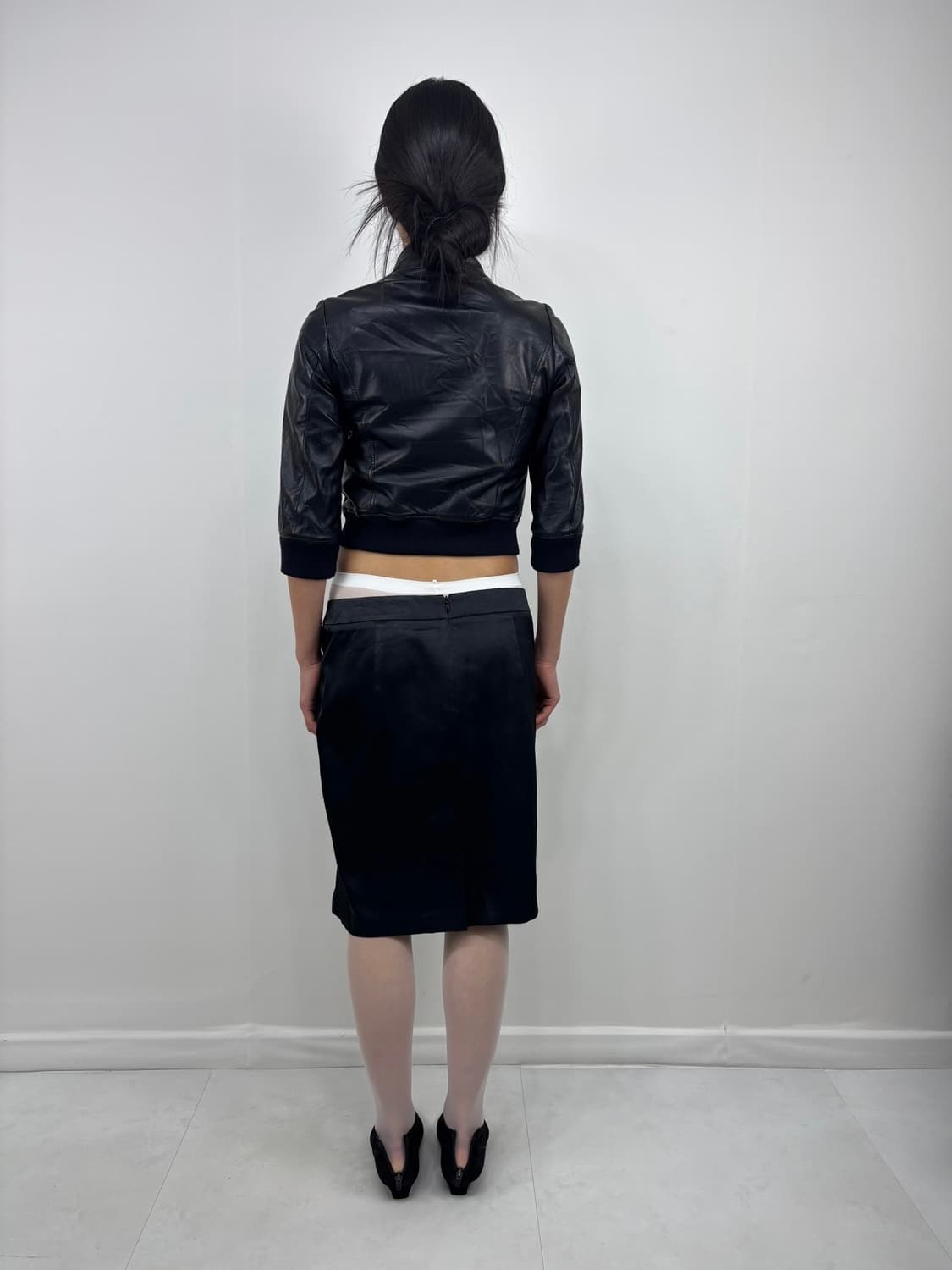 빈티지 투웨이 3/4 크롭 레더 자켓 상품이미지2