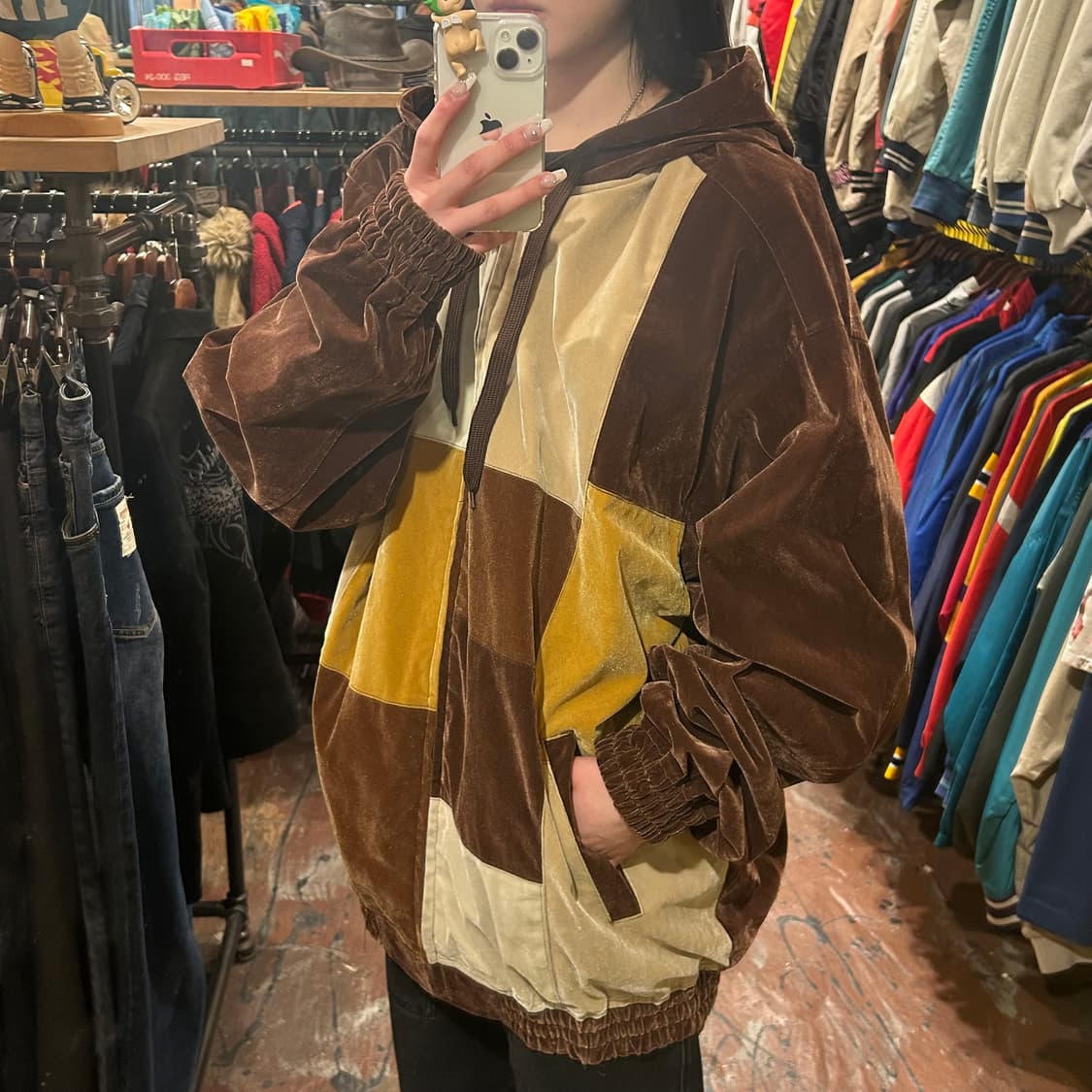 [HI] VTG 벨벳 집업 브라운 상품이미지4