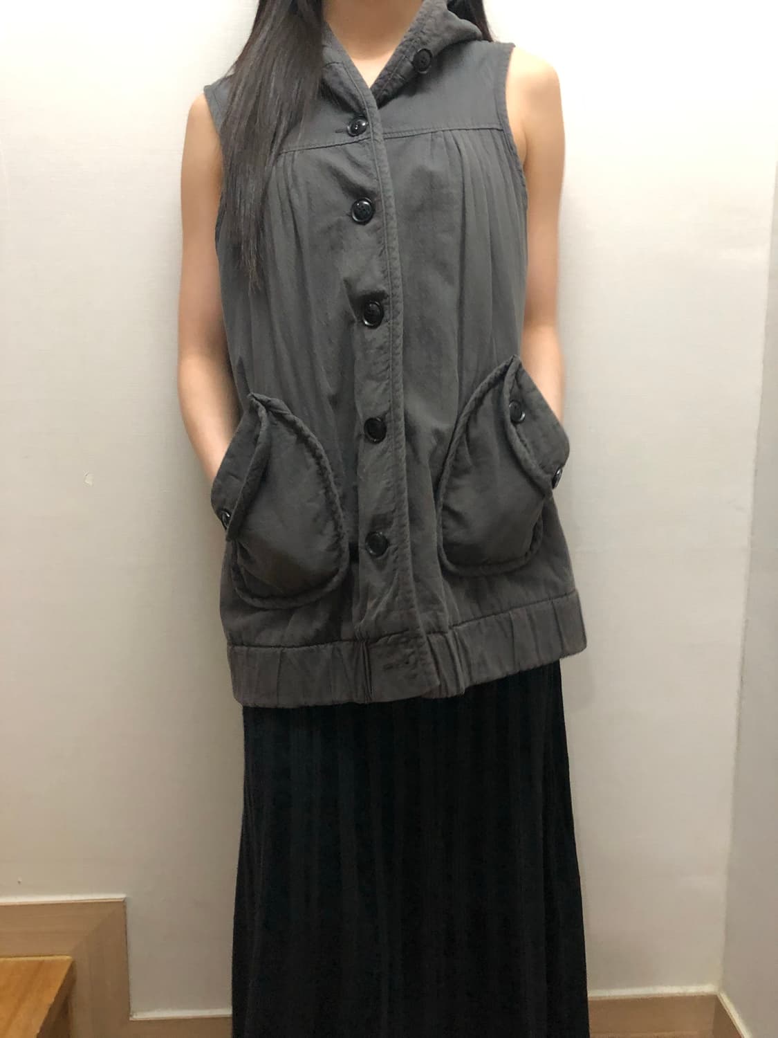 빈티지 그레이 버튼 베스트 상품이미지2