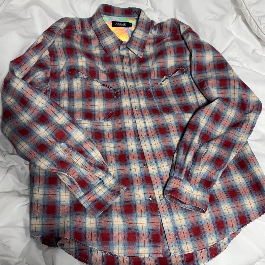 조거쉬 Cut&Zip 플란넬 셔츠 레드 스카이블루 상품이미지3