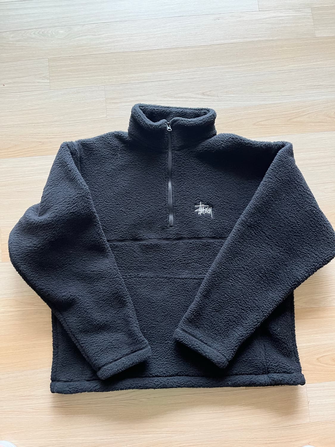 스투시 폴라 플리스 하프 집 모크넥 블랙 상품이미지1